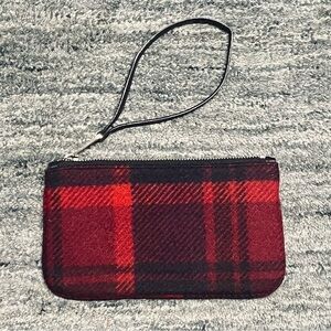Jacobs® by MARC JACOBS Red & Indigo WOOL + LEATHER Plaid Wristlet / bag /pouch